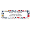 Red & Navy Blooms Floral Return Address Label