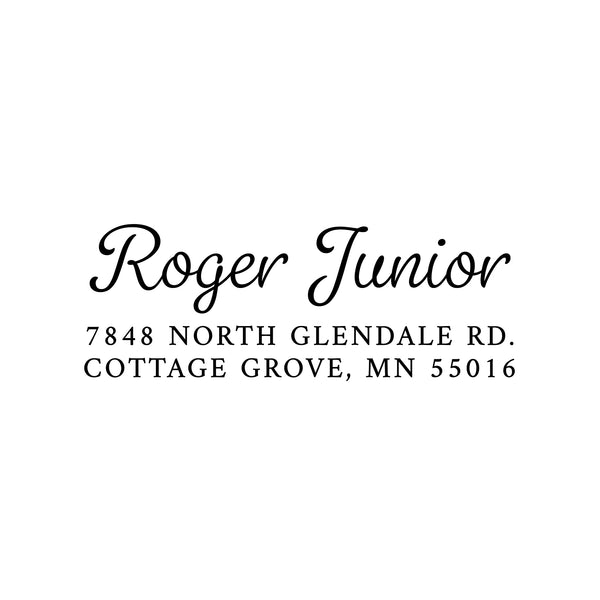 Script Return Address Stamp - Self-Inking - Handwritten & Script (Roger Junior Design)