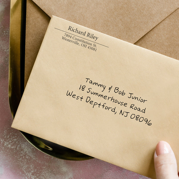 Standard Lined Return Address Stamp - Self-Inking - Modern & Minimal (Richard Riley Design)