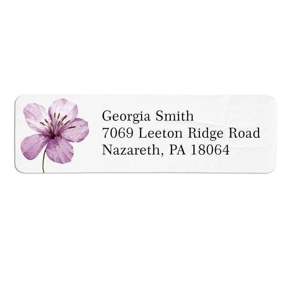 Purple Blossom Flower Return Address Label