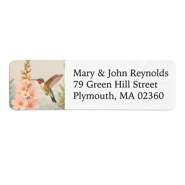 Hummingbird & Hollyhock Return Address Label