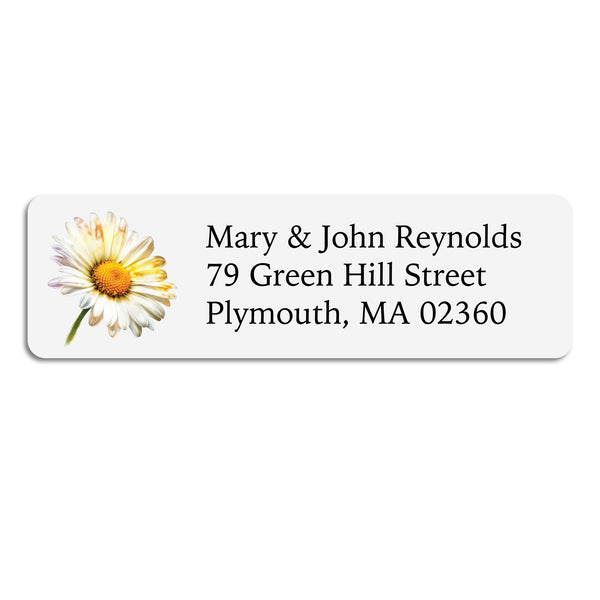 White Daisy Return Address Label