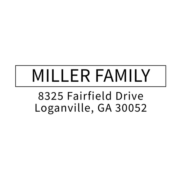 Name Border Standard Return Address Stamp - Self-Inking - Modern & Minimal (Miller Family Design)