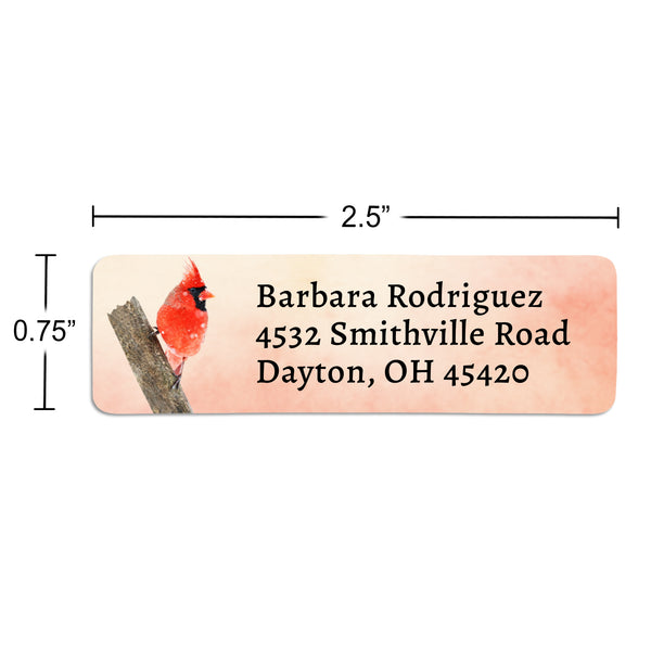 Snowy Red Cardinal Return Address Labels
