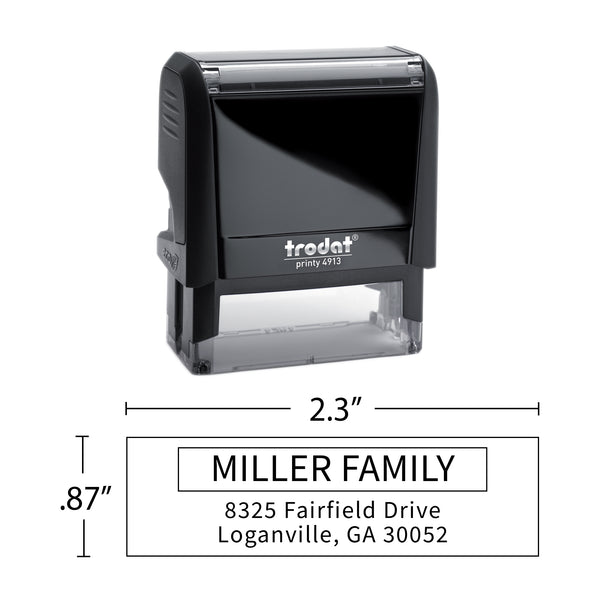 Name Border Standard Return Address Stamp - Self-Inking - Modern & Minimal (Miller Family Design)