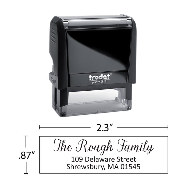 Script Return Address Stamp - Self-Inking - Handwritten & Script (Rough Family Design)