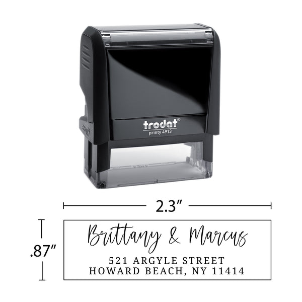 Script Return Address Stamp - Self-Inking - Handwritten & Script (Brittany & Marcus Design)