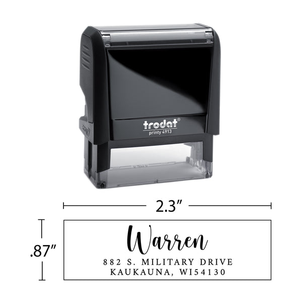 Script Return Address Stamp - Self-Inking - Handwritten & Script (Warren Design)