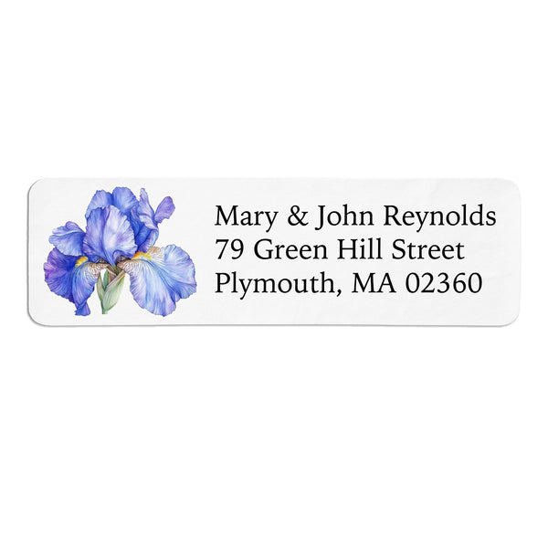 Blue Iris Flower Return Address Label