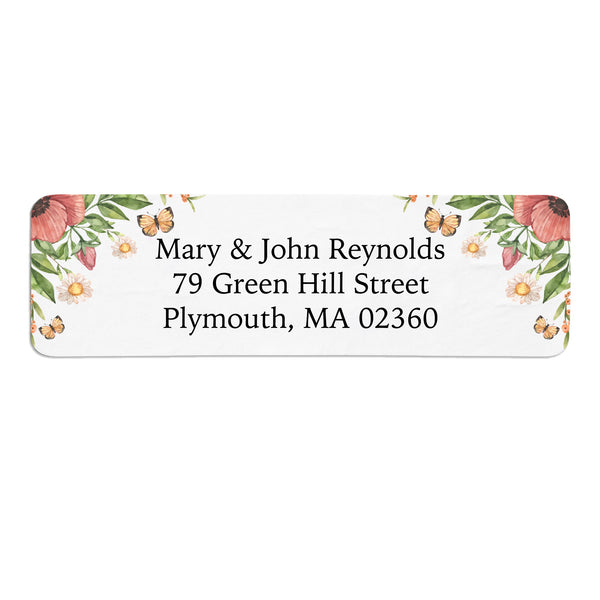 Floral Butterfly Return Address Label