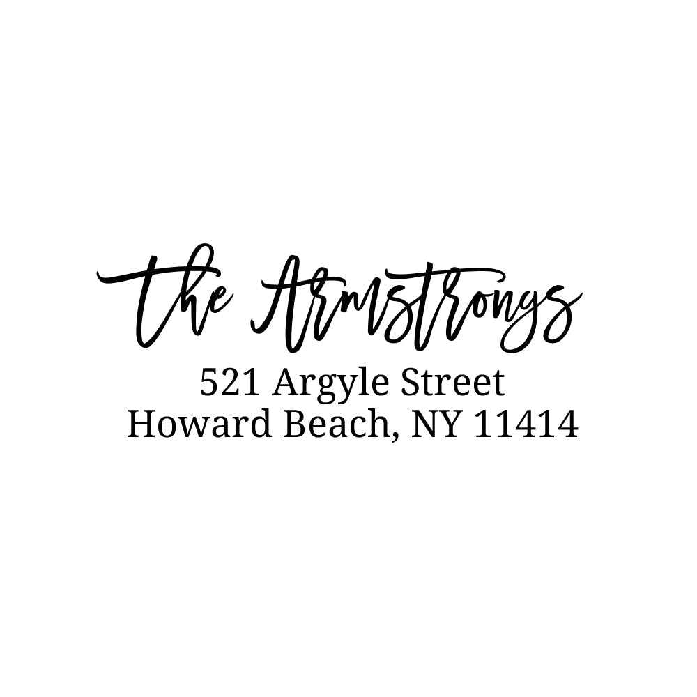 Personalized Return Address Stamp - Self-Inking or Wooden - Handwritten & Script (The Armstrongs Design)