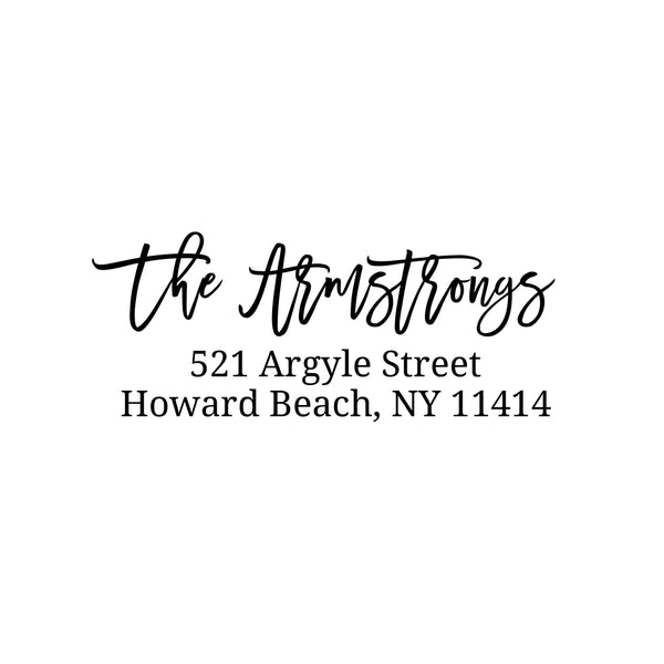 Script Return Address Stamp - Self-Inking - Handwritten & Script (The Armstrongs Design)