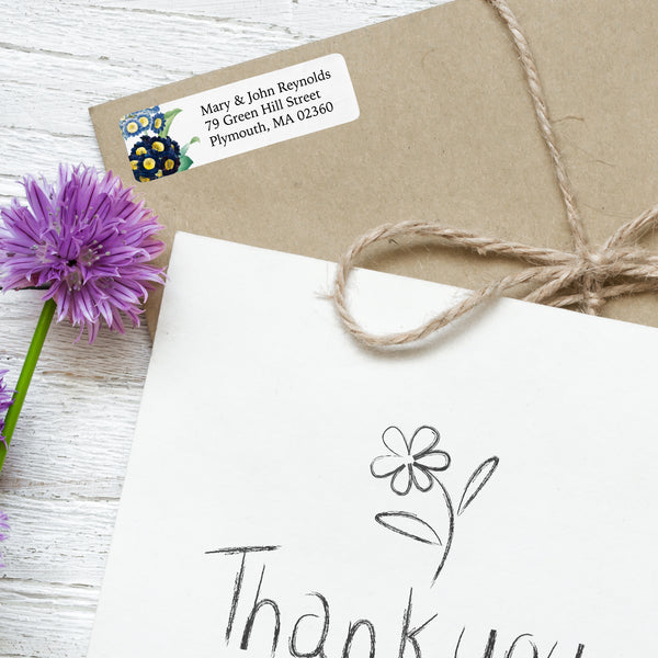 Blue Hydrangea Floral Return Address Label