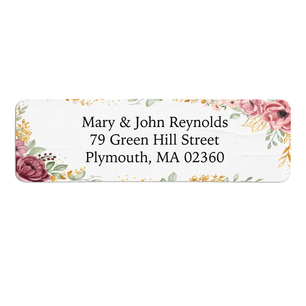 Red & Yellow Floral Border Return Address Label