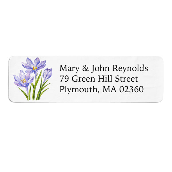 Purple Saffron Flower Return Address Label