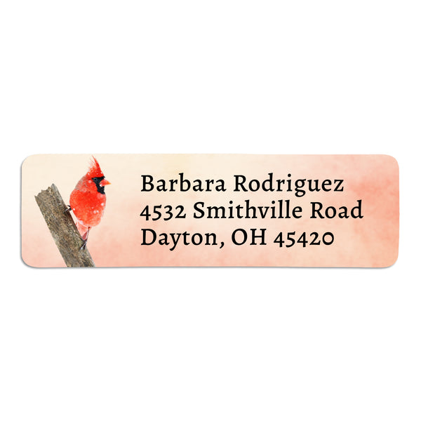 Snowy Red Cardinal Return Address Labels