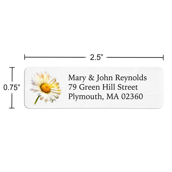 White Daisy Return Address Label