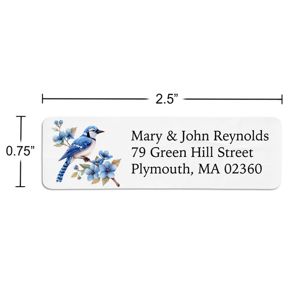 Floral Blue Jay Return Address Label