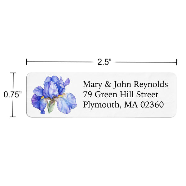 Blue Iris Flower Return Address Label