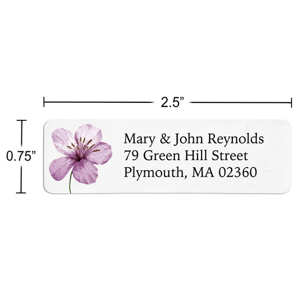 Purple Blossom Flower Return Address Label
