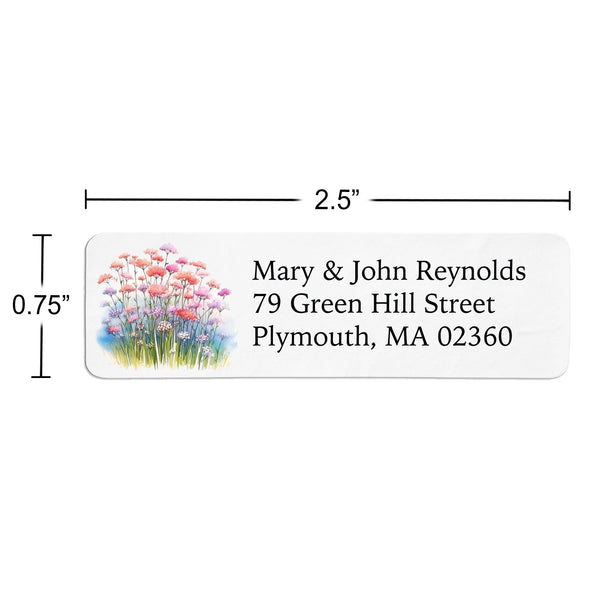 Pink Field of Flowers Return Address Label