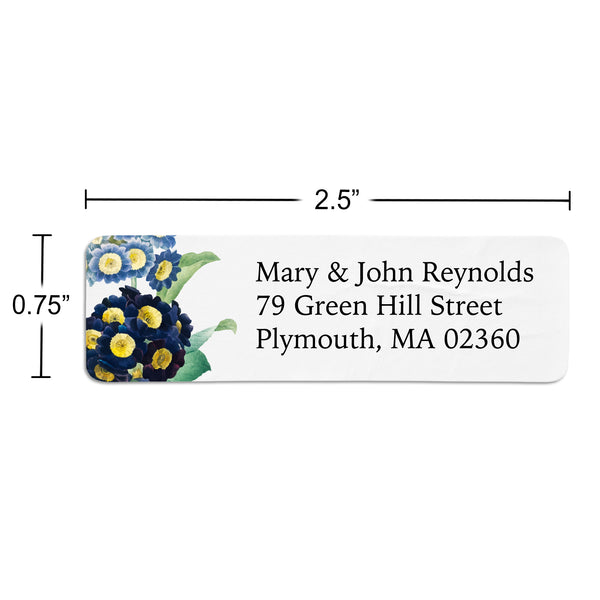 Blue Hydrangea Floral Return Address Label