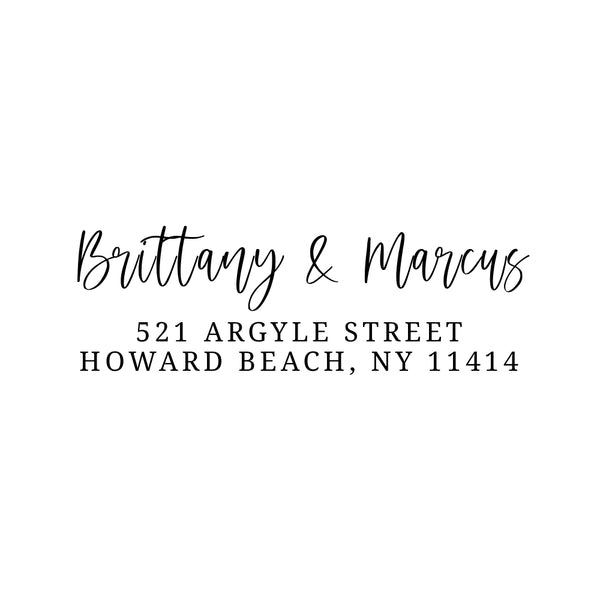 Script Return Address Stamp - Self-Inking - Handwritten & Script (Brittany & Marcus Design)