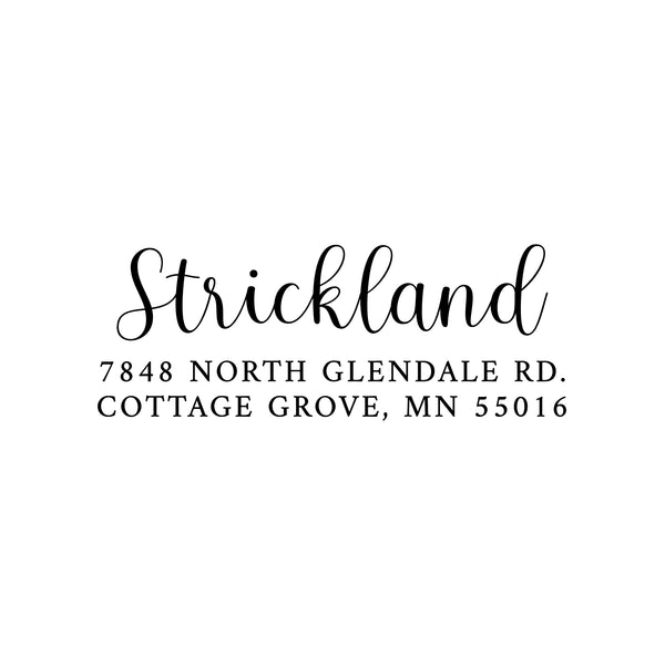Script Return Address Stamp - Self-Inking - Handwritten & Script (Strickland Design)