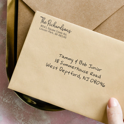 Personalized Return Address Stamp - Self-Inking - Handwritten & Script (The Richardsons Design)