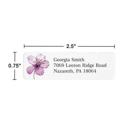 Purple Blossom Flower Return Address Label (156 Labels)