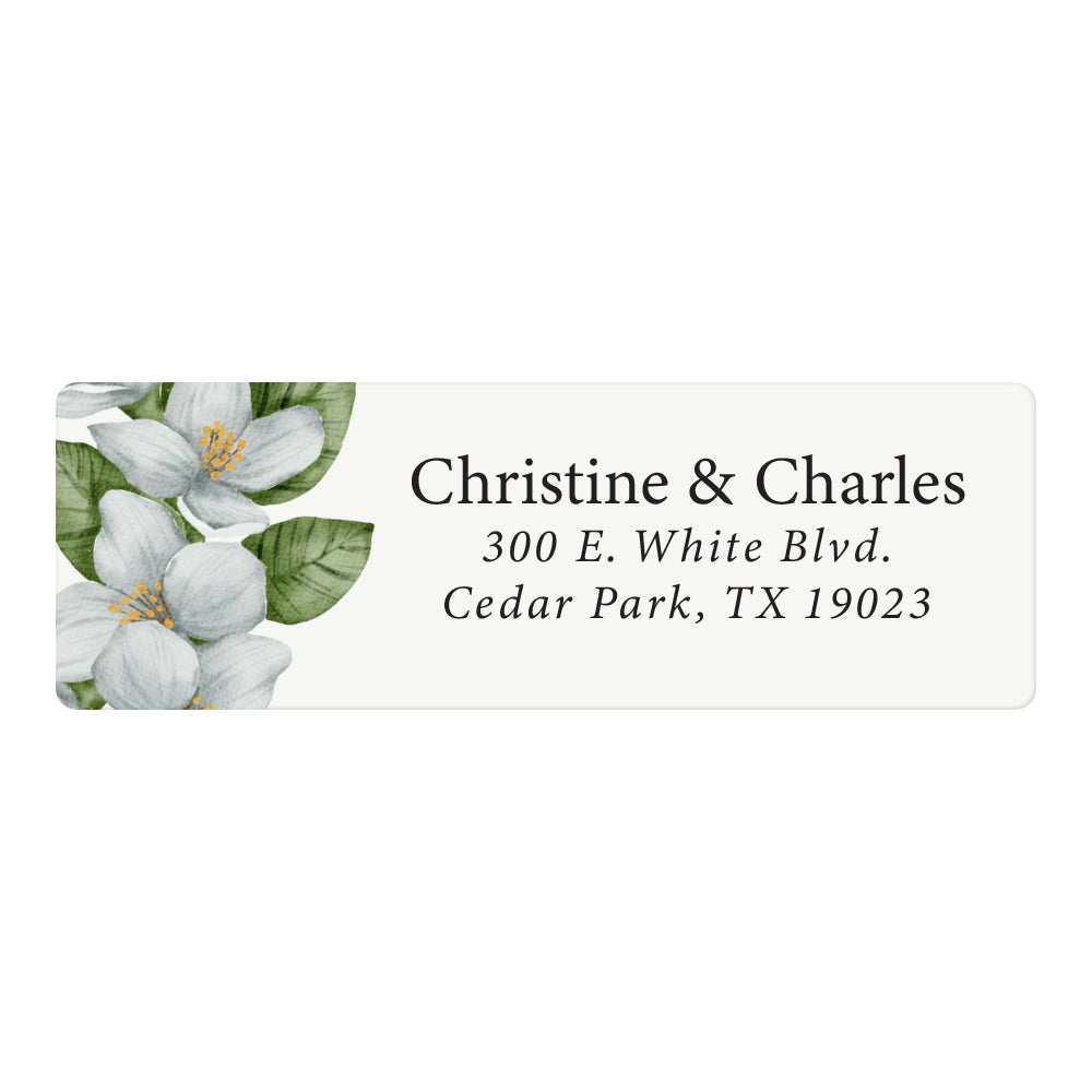 white-flower-return-address-label