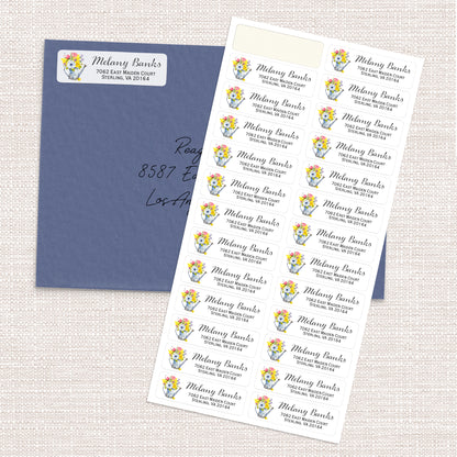 Watercolor Floral Watering Can Return Address Label (156 Labels)