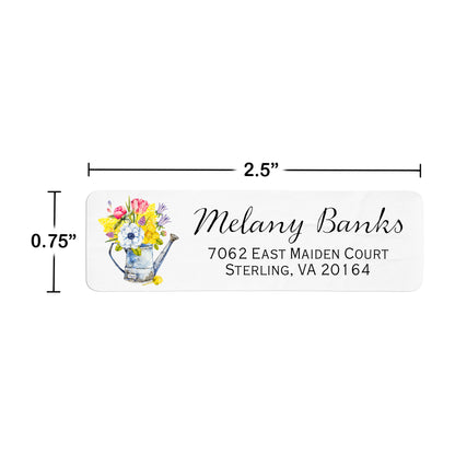 Watercolor Floral Watering Can Return Address Label (156 Labels)