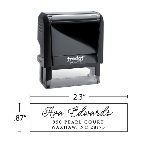 Vintage Script Return Address Stamp - Self-Inking - Handwritten & Script (Ava Edwards Design)