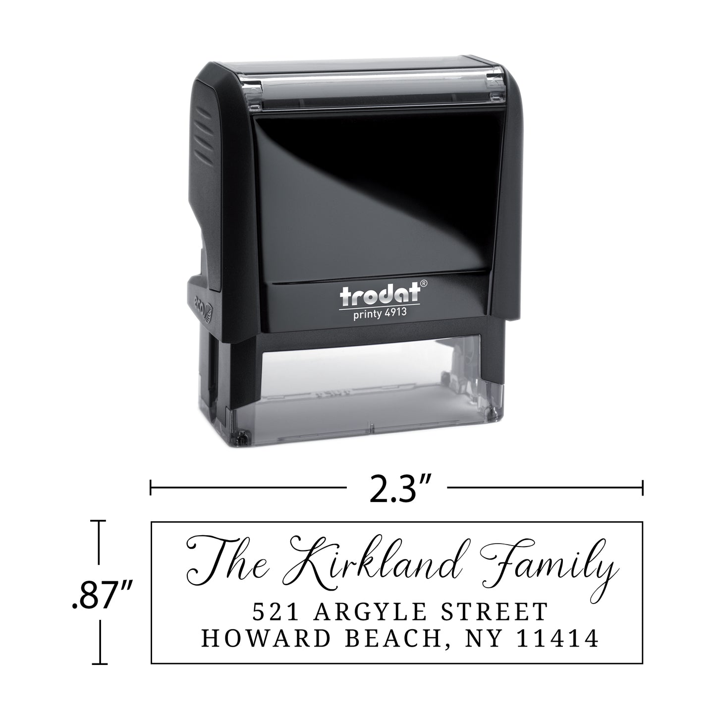 Personalized Return Address Stamp - Self-Inking or Wooden - Handwritten & Script (Kirkland Family Design)