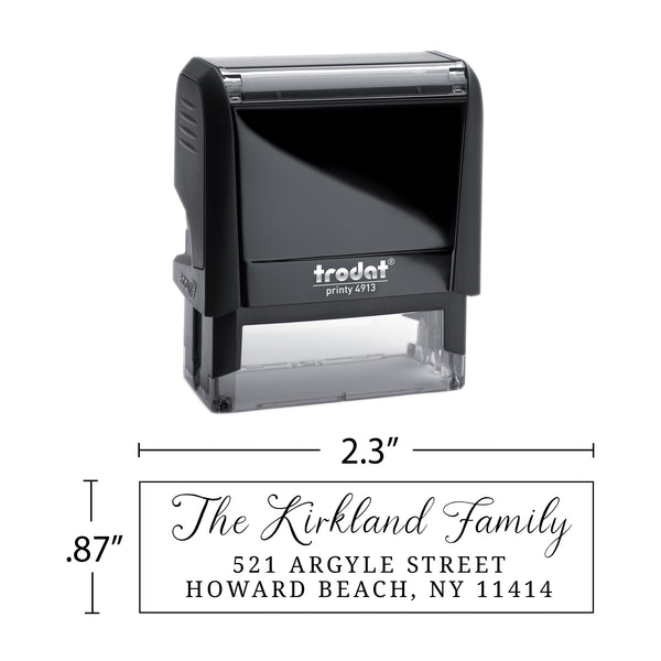 Script Return Address Stamp - Self-Inking - Handwritten & Script (Kirkland Family Design)
