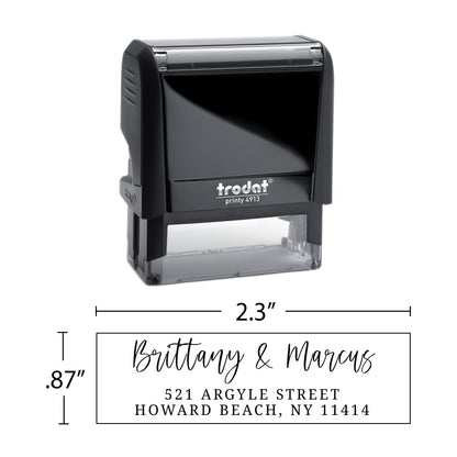 Personalized Return Address Stamp - Self-Inking or Wooden - Handwritten & Script (Brittany & Marcus Design)