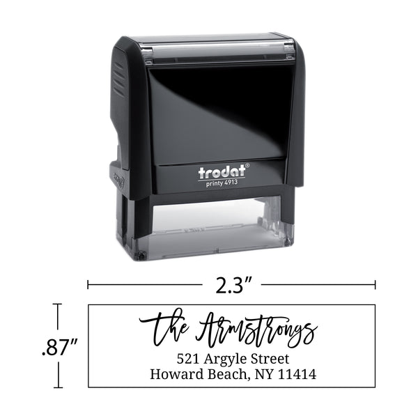 Script Return Address Stamp - Self-Inking - Handwritten & Script (The Armstrongs Design)