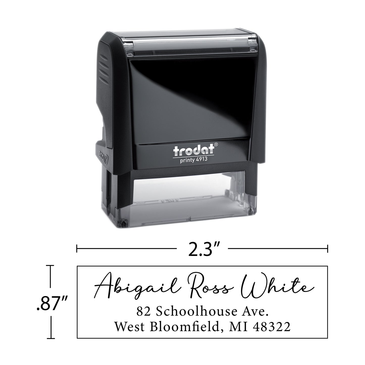 Personalized Return Address Stamp - Self-Inking or Wooden - Handwritten & Script (Abigail Ross White Design)