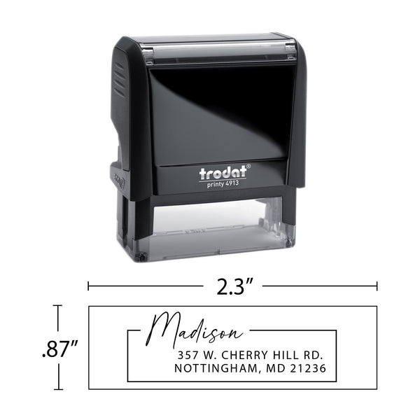 Script Border Return Address Stamp - Self-Inking - Handwritten & Script (Madison Design)