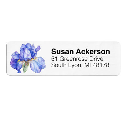 Blue Iris Flower Return Address Label (156 Labels)