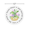 Pink Tulips in a Basket Round Return Address Labels