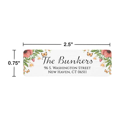 Floral Butterfly Return Address Label (156 Labels)
