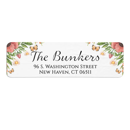 Floral Butterfly Return Address Label (156 Labels)