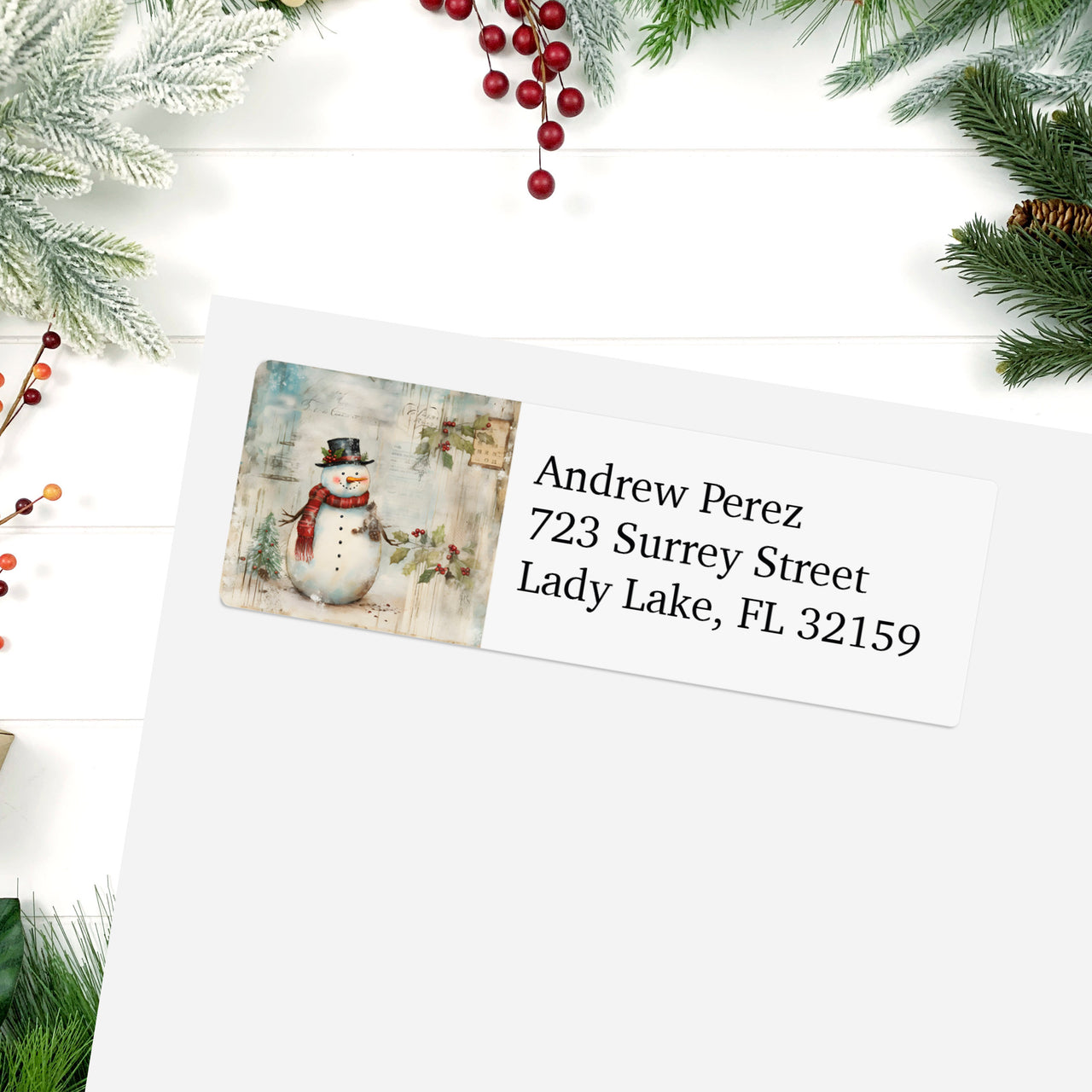 Christmas Snowman Personalized Return Address Label (Small)