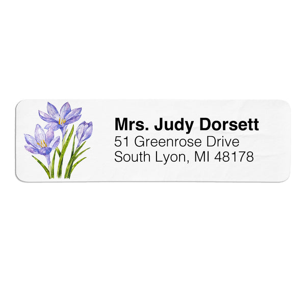 Purple Saffron Flower Return Address Label (156 Labels)