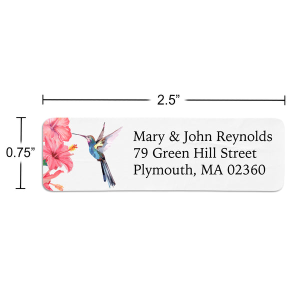 Hummingbird & Hibiscus Return Address Label