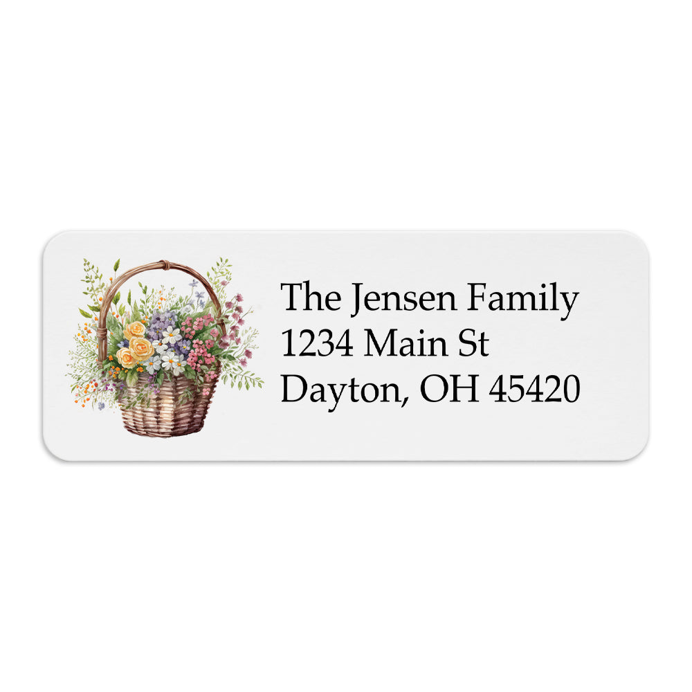 Basket of Flowers Personalized Return Address Label