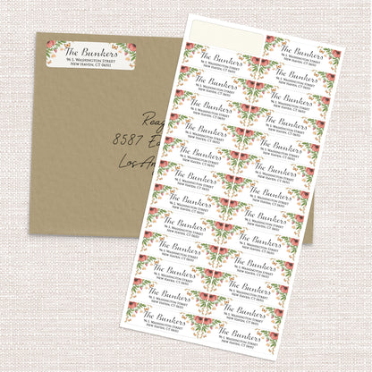 Floral Butterfly Return Address Label (156 Labels)