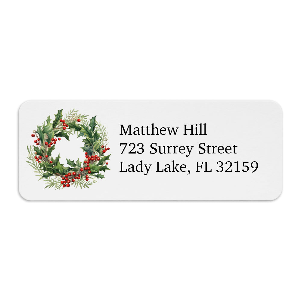 Christmas Wreath Return Address Label - Matthew Hill Design